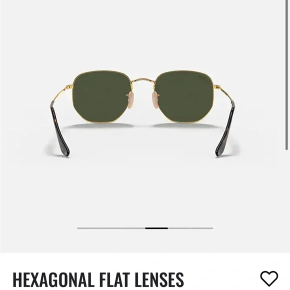 Ray-Ban Gold and Green Hexagonal Sunglasses - Picture 6 of 9